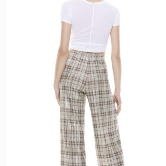 Alice + Olivia Elba Metallic Plaid Ankle Pant, S - Picture 3 of 14